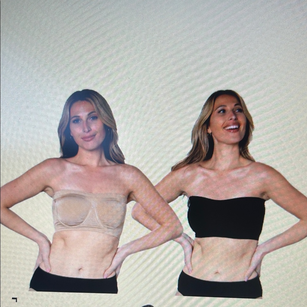 Rhonda Shear Black and Tan Bandeau Set